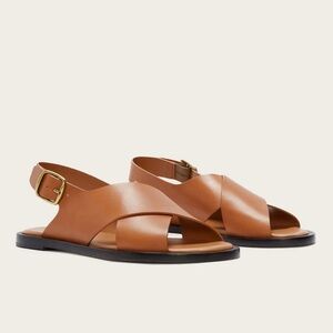Everlane Leather Criss Cross city Sandals Tan Minimalist Flat Sandals Size 7